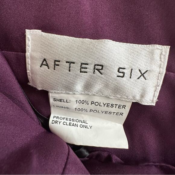 After Six Aubergine Spaghetti Strap Pleated Pocket Formal Dress 1514 Size 14 NEW - Picture 3 of 14